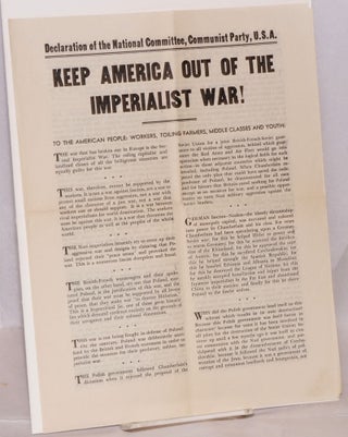 Cat.No: 158315 Keep America out of the imperialist war! Declaration of the National...