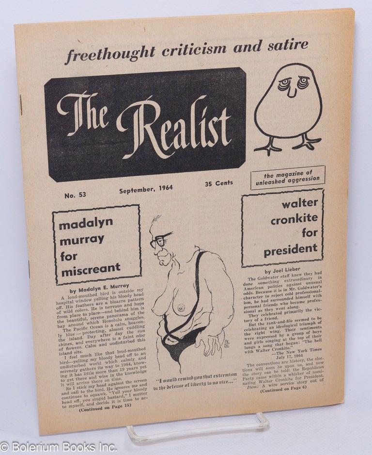 Cat.No: 158580 The realist [no.53] freethought criticism and satire. September, 1964. The magazine of unleashed aggression. Paul Krassner, ed.
