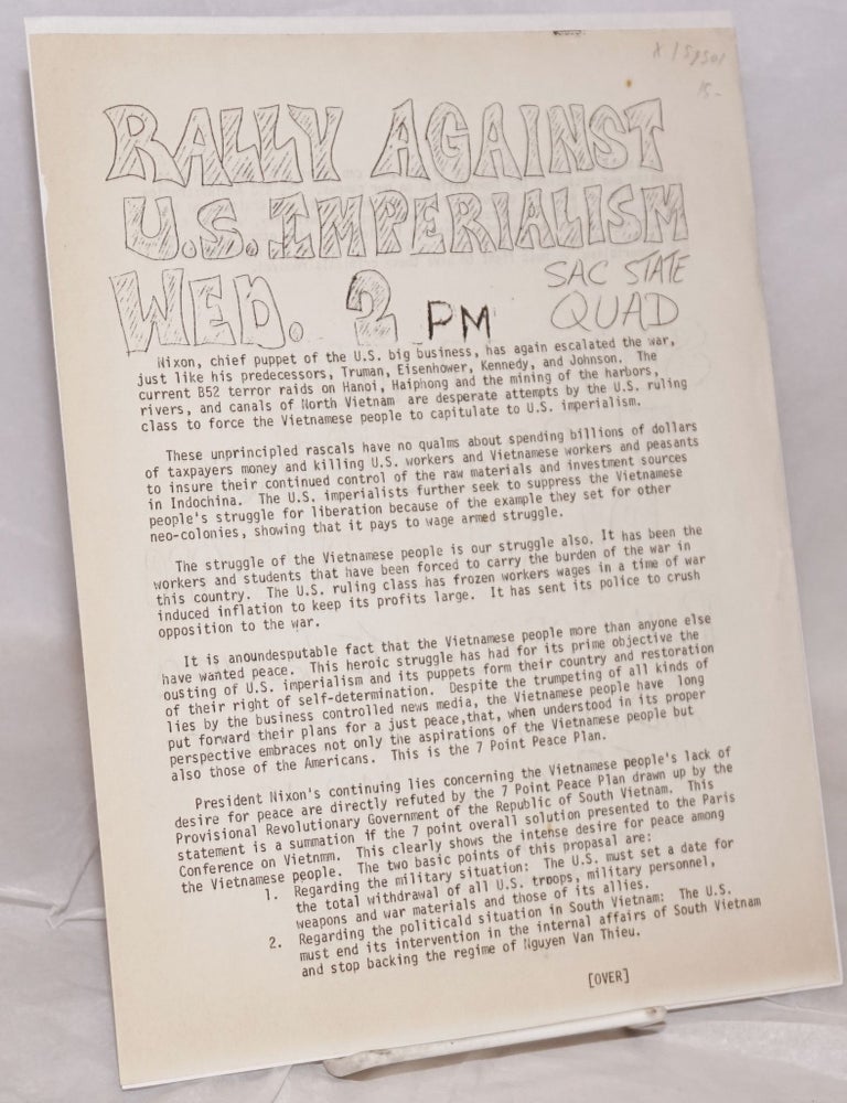 Cat.No: 159501 Rally against US imperialism [handbill]