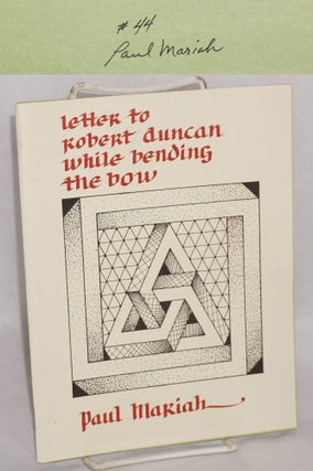 Cat.No: 159890 Letter to Robert Duncan while bending the bow [signed]. Paul Mariah