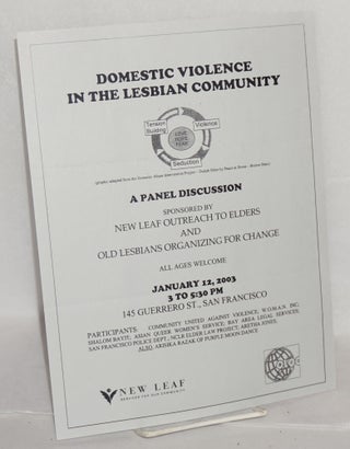 Cat.No: 160633 Domestic violence in the lesbian community; a panel discussion sponsored...