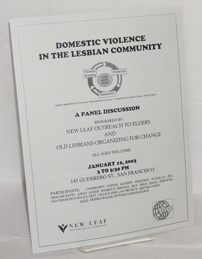 Cat.No: 160633 Domestic violence in the lesbian community; a panel discussion sponsored