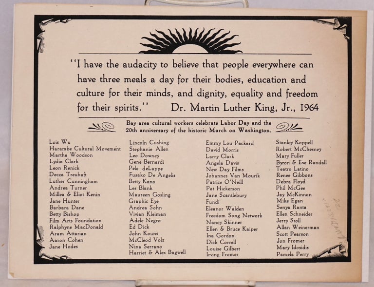 Cat.No: 162546 Bay Area cultural workers celebrate Labor Day and the 20th