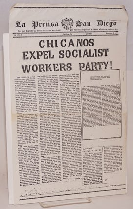Cat.No: 162885 La Prensa San Diego: vol. 1, no. 32 September 29, 1977: Chicanos expel...