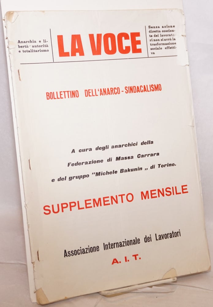 Cat.No: 163610 La Voce: Bolletino dell'anarcho-sindicalismo. Supplemento mensile. Anno 2, no 4-5 (marzo 1963). Associazione Internazionale dei Lavoratori.