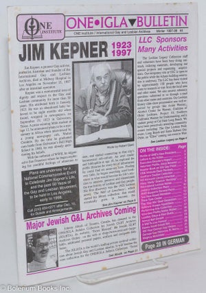 Cat.No: 164483 ONE IGLA Bulletin #4, Winter 1997-98; Jim Kepner 1923-1997. Jim Kepner,...