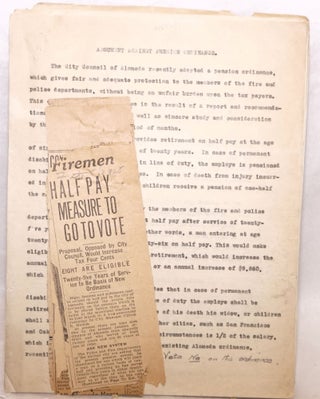 City of Alameda 1925 pension ordinance amendment collection