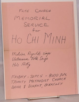 Cat.No: 164871 Free Church Memorial Service for Ho Chi Minh. Malvina Reynolds sings,...