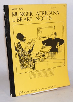 Cat.No: 165521 Munger Library notes: South African political ephemera; pamphlets,...
