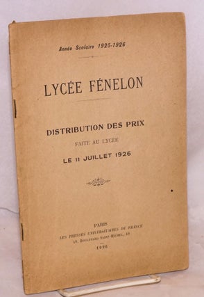 Cat.No: 165957 Lycée Fénelon: distribution des prix faite au Lycée le 11 Juillet 1926:...