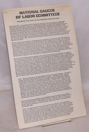 Cat.No: 167076 Preliminary Fact Sheet on the Symbionese Liberation Army. National Caucus...