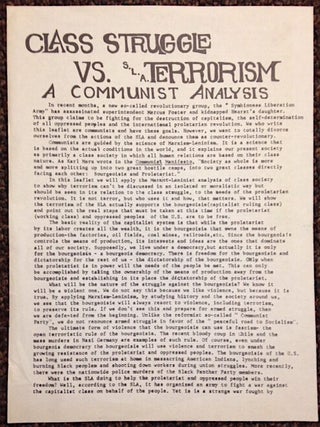 Class Struggle vs. SLA terrorism [handbill]
