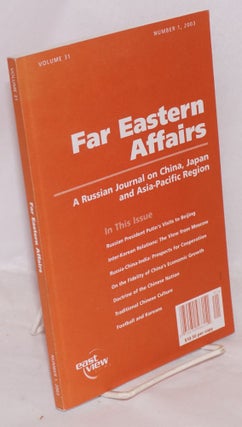 Cat.No: 168100 Far Eastern affairs a Russian journal on China, Japan and Asia-Pacific...