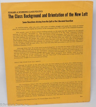 Cat.No: 168503 The class background and orientation of the new left. Some questions...