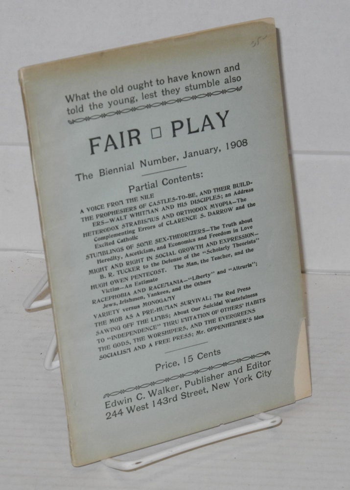 Cat.No: 169194 Fair play, the biennial number, January, 1908. Edwin C. Walker.