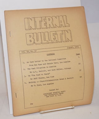Cat.No: 170690 Internal bulletin, vol. 15, no. 17. August, 1953. Socialist Workers Party