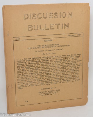 Cat.No: 170697 Discussion bulletin A-15, February, 1954. Socialist Workers Party, S T....