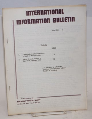 Cat.No: 170845 International information bulletin, July 1963, no. 1. Socialist Labour...