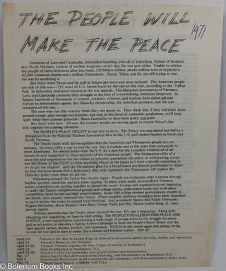 Cat.No: 171015 The People Will Make the Peace [handbill]. People's Coalition for Peace...