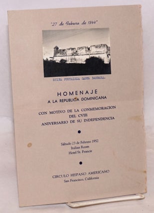 Cat.No: 17204 Homenaje a la Republica Dominicana; [brochure/program] con motivo de la...