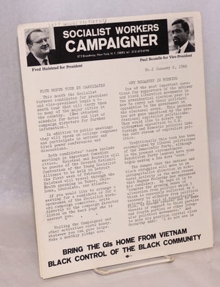 Socialist Workers Campaigner: No. 1 (Dec. 1 1967), no. 2 (January 6, 1968)