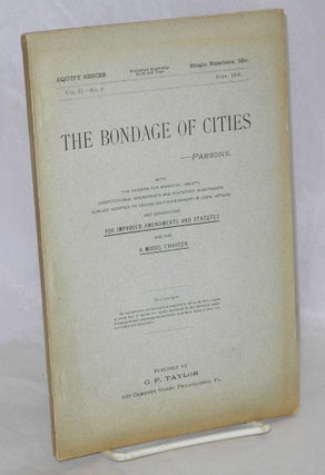 Cat.No: 173302 The bondage of cities a reprint of chapter III, (with original paging[)]...