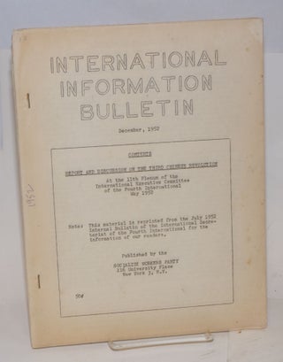 Cat.No: 173577 International information bulletin. (December 1952). Socialist Workers Party