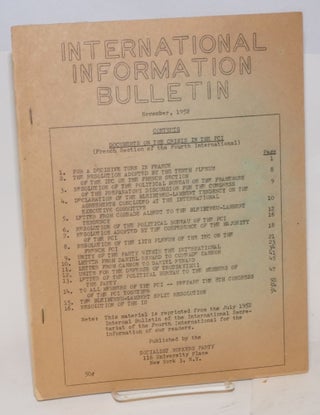Cat.No: 173578 International information bulletin. (November 1952). Socialist Workers Party