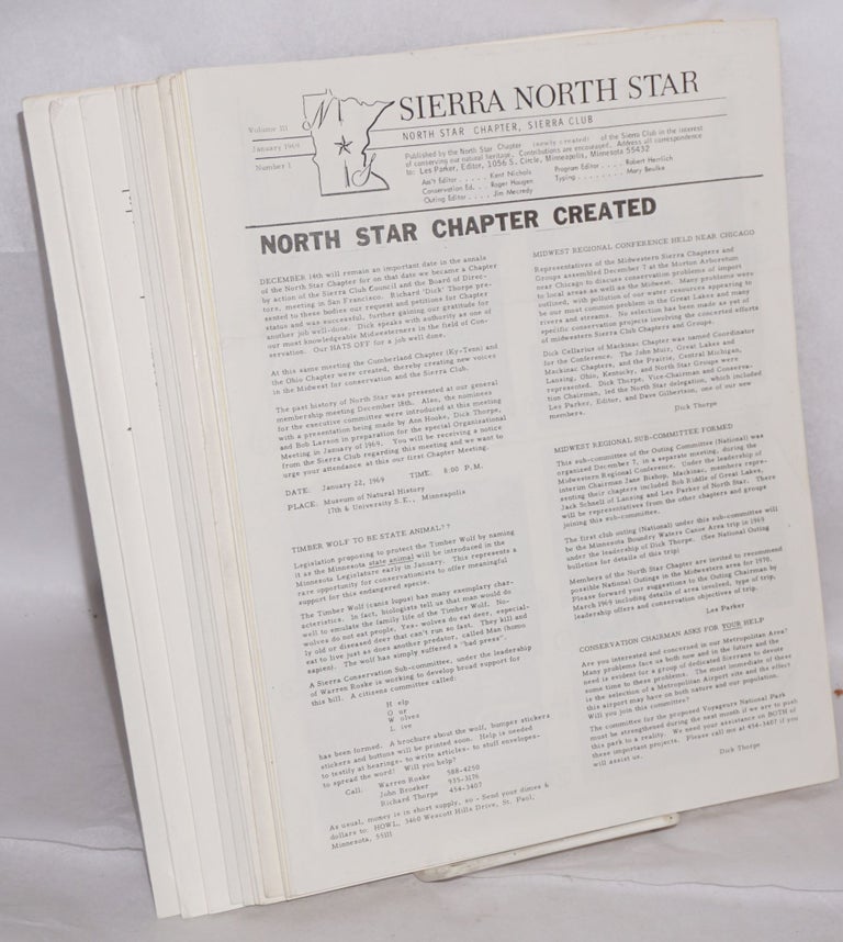 Cat.No: 174197 Sierra North Star North Star chapter, Sierra Club volume III number 1 - volume VI January [broken run; 14 unduplicated numbers]. Les Parker.