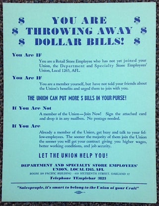 You Are Throwing Away Dollar Bills! [handbill]
