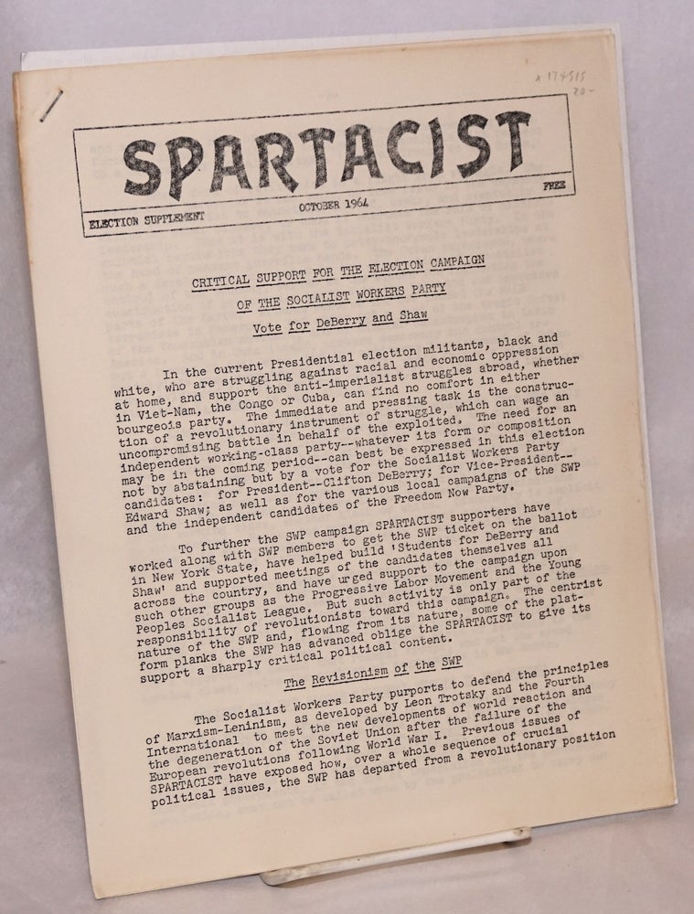 Cat.No: 174515 Spartacist: Election supplement, October 1964