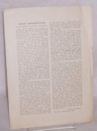 Cat.No: 174710 Graded Representation: To the Editor of the Pacific Churchman, February 8,...