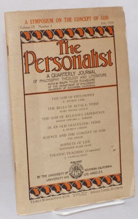 Cat.No: 174716 The Personalist A Quarterly Journal of Philosophy, Theology, and...
