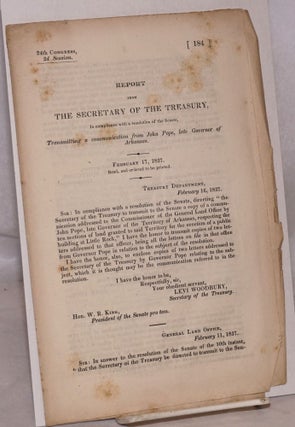 Cat.No: 174798 Report from the Secretary of the Treasury, in compliance with a resolution...