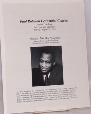 Cat.No: 175032 Paul Robeson Centennial Concert: Golden Gate Park. Paul Robeson