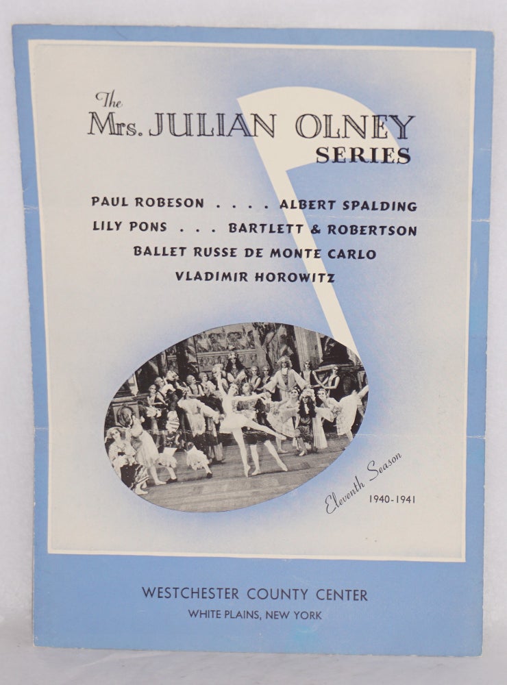 Cat.No: 175033 The Mrs. Julian Olney series: Paul Robeson, Albert Spalding, Lily Pons, Bartlett and Robertson, Ballet Russe de Monte Carlo, Vladimir Horowitz. Paul Robeson.