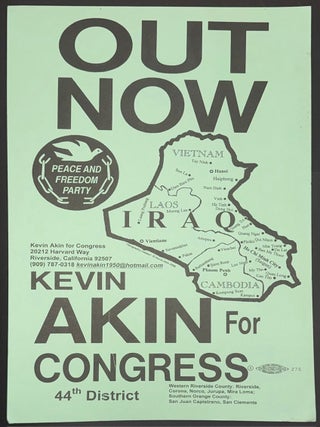 Cat.No: 178635 Out Now / Kevin Akin for Congress, 44th district [poster]. Kevin Akin