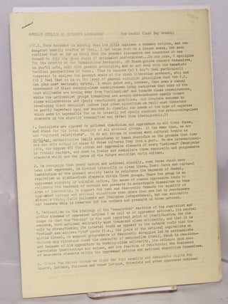 Cat.No: 179014 Summary outline on minority liberation. Tom Condit