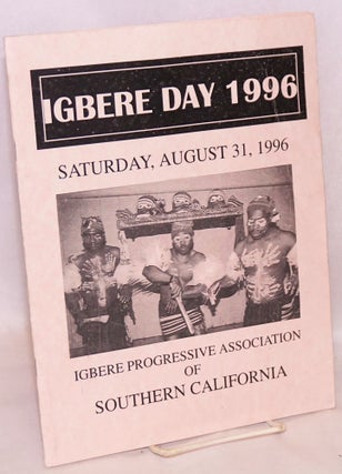 Cat.No: 179244 Igbere Day 1996. Igbere Progressive Association of Southern California