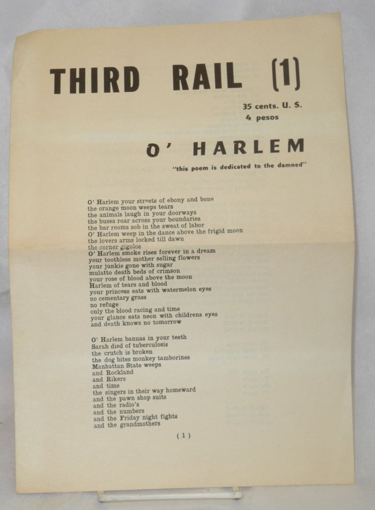 Cat.No: 179637 Third rail [1] O'Harlem: "this poem is dedicated to the damned" Jack Micheline, Harold Martin Silver.