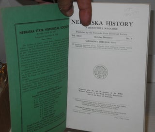 Nebraska history: a quarterly magazine, vol. xxii, no. 4, October-December