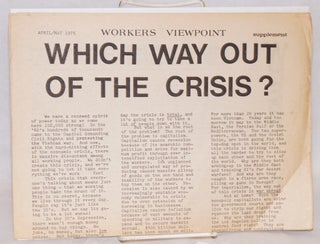 Cat.No: 180793 Which way out of the crisis? Workers Viewpoint Organization