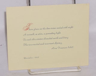 Cat.No: 180829 There Glows on the Dim Vision Sealed with Night... [poem card]. Rose...