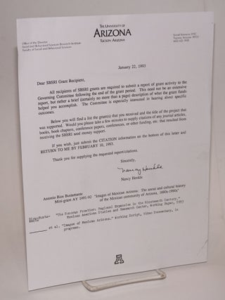 Letter to SBSRI Grant recipient