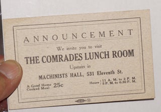 Cat.No: 180894 Announcement: We invite you to visit the Comrades Lunch Room upstairs in...