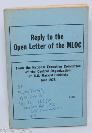 Cat.No: 181276 Reply to the open letter of the MLOC From the National Executive Committee...