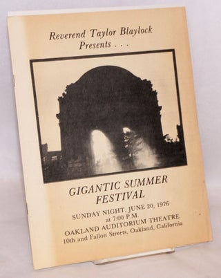Cat.No: 181353 Reverend Taylor Blaylock presents... Gigantic Summer Festival. Sunday...