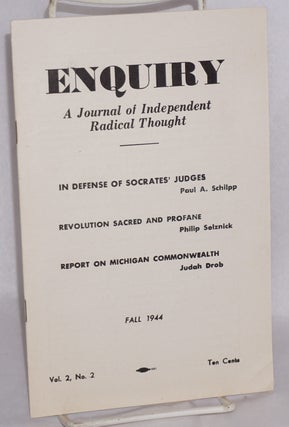 Cat.No: 181689 Enquiry: a journal of independent radical thought. Vol. 2, No. 2 (Fall...