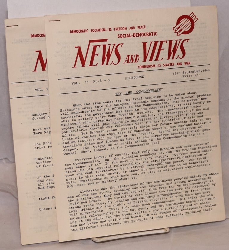 Cat.No: 181693 Social-Democratic News and Views: Vo.l 11 Nos. 8/9, 10/11 (15 Sept. and 1 Nov. 1962)