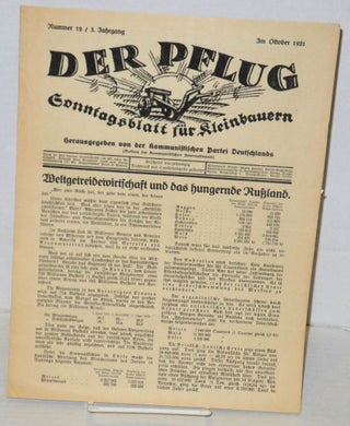 Cat.No: 181745 Der Pflug: Sonntagsblatt für Kleinbauern 3 Jahrgang, Nummer 19
